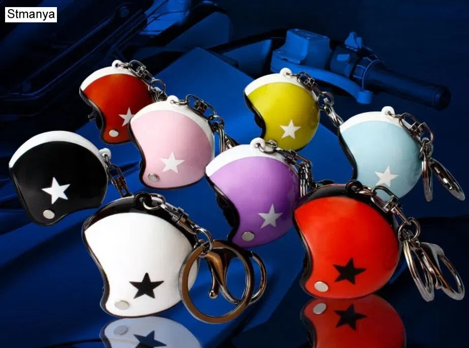 Color: Champagne - New Motorcycle Helmets Key chain Women men Cute Safety Helmet Car Keychain Bags Hot Key Ring gift Jewelry wholesale 17022