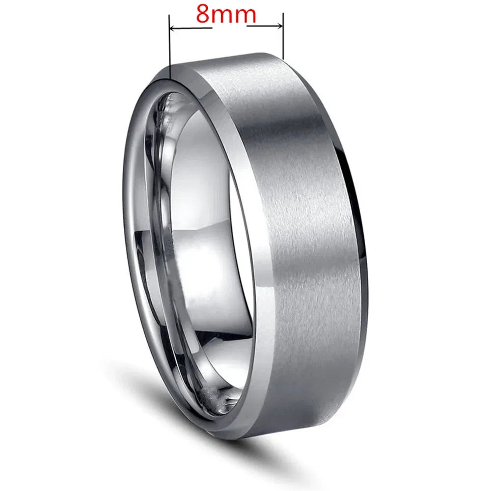 Main Stone Color: Silver, Ring Size: 8 - JUCHAO Classic Ring Men Titanium Black Men Jewelry Wedding Bands Boyfriend Gift Dropshipping