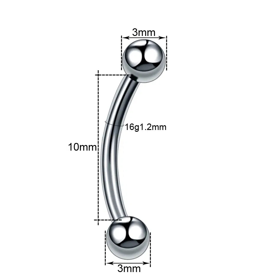 Metal color: Pure Gold Color, Main Stone Color: green - G23 Titanium Epoxy Curved Barbells Eyebrow Rings Piercing Curved Bar Banana Eyebrow Ear Cartilage Tragus Body Piercing Jewelry