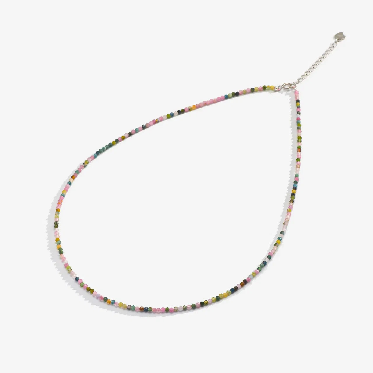 Gem Color: Clear, Length: 40cm - Natural Stone Necklace Spinel/Lapis Lazul/Amazonite/Amethy/Tourmaline/Amethyst  Ketting 2MM Silver 925 Jewelry for Collier Femme