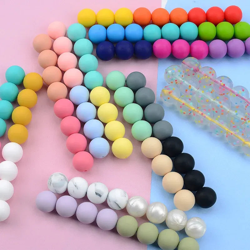 Color: plum, Item Diameter: 12mm - LOFCA 100Pcs/lot 12MM Round Shape Silicone Teething Beads Baby Teether For DIY Nursing Necklace Food Grade Chew Beads