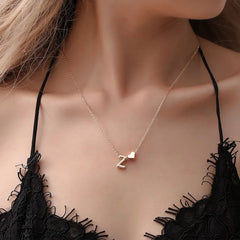 Metal Color: RED-BROWN, Main Stone Color: PURPLE - Fashion Tiny Heart Dainty Initial Necklace Gold Color Letter Name Choker Necklace For Women Pendant Jewelry Gift