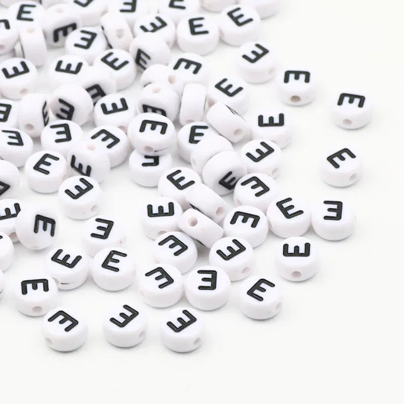 Color: Beige, Item Diameter: Other - 50/100pcs/lot 7x4mm White Round A-Z Alphabet Letter Acrylic Loose Spacer Beads for Jewelry Making Diy Bracelet Accessories