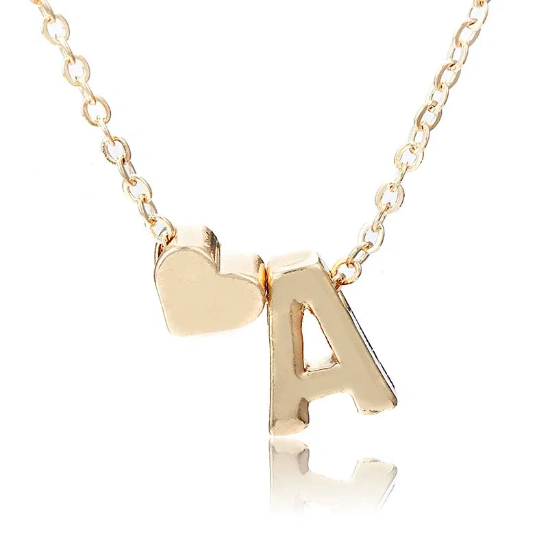 Metal Color: Rust Red - 2024 Fashion Tiny Heart Dainty Initial Necklace With Letter Name Choker Necklace For Women Pendant Jewelry Accessories Gift