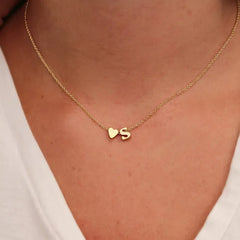 Metal Color: RED-BROWN, Main Stone Color: PURPLE - Fashion Tiny Heart Dainty Initial Necklace Gold Color Letter Name Choker Necklace For Women Pendant Jewelry Gift