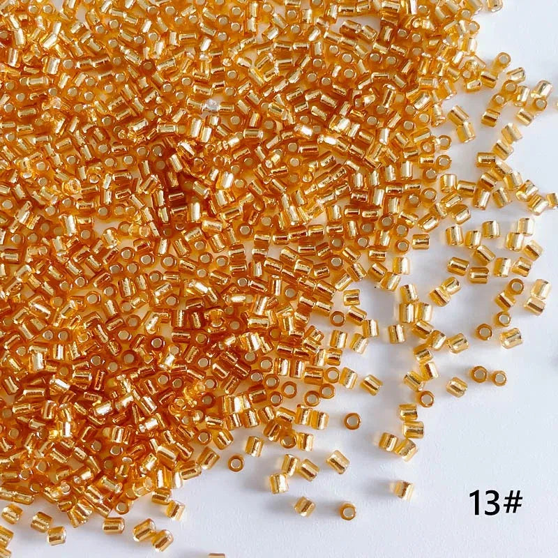 Color: green, Item Diameter: 2mm - 2mm Glass Seed Loose Beads Silver Color Inner Long Tube Charms DIY Craft Bracelet Jewelry Making Supplies Necklace Accessories