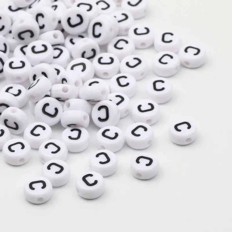 Color: Black, Item Diameter: Other - 50/100pcs/lot 7x4mm White Round A-Z Alphabet Letter Acrylic Loose Spacer Beads for Jewelry Making Diy Bracelet Accessories