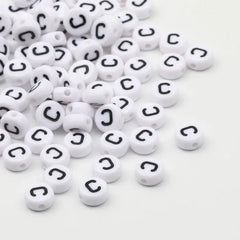 Color: Black, Item Diameter: Other - 50/100pcs/lot 7x4mm White Round A-Z Alphabet Letter Acrylic Loose Spacer Beads for Jewelry Making Diy Bracelet Accessories