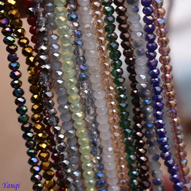 Color: Army Green - Shining Red Purple White color 2*2mm 160pcs Rondelle Austria faceted Crystal Glass Beads Loose Spacer Beads for Jewelry Making