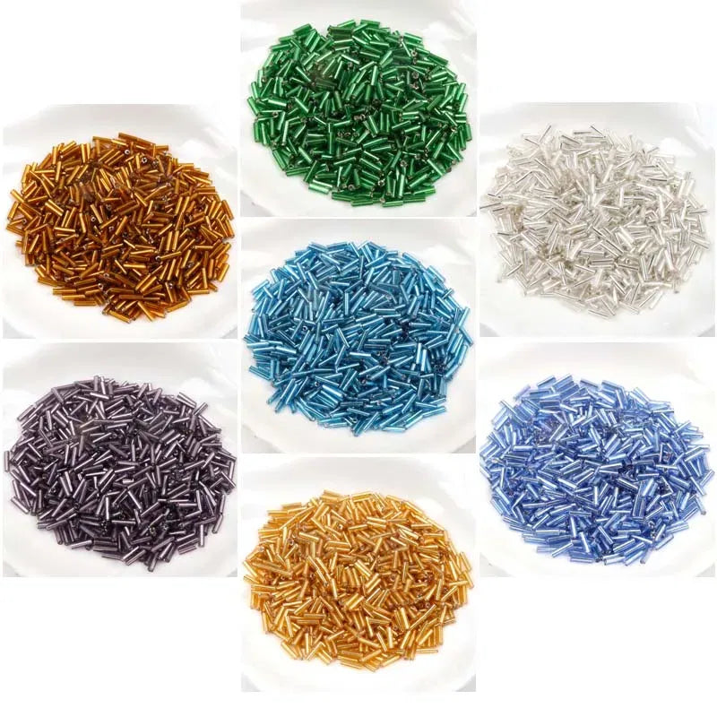 Color: Silver - Tube LINED Glass Czech Seed Spacer beads For jewelry handmade DIY Wholesale 17 colors 2x6mm 300pcs