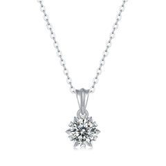 Promise Moissanite CZ Snowflake Rolo Chain 925 Sterling Silver Necklace
