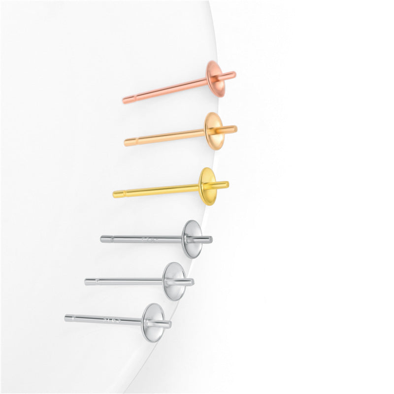 Simple Earring Pearl 925 Sterling Silver DIY Pin