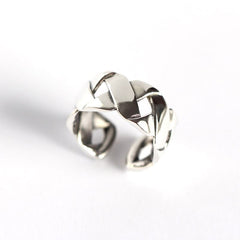 Vintage Weave 925 Sterling Silver Wide Adjustable Ring