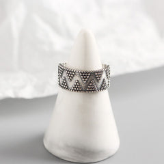 Vintage Dots Wide 925 Sterling Silver Adjustable Ring