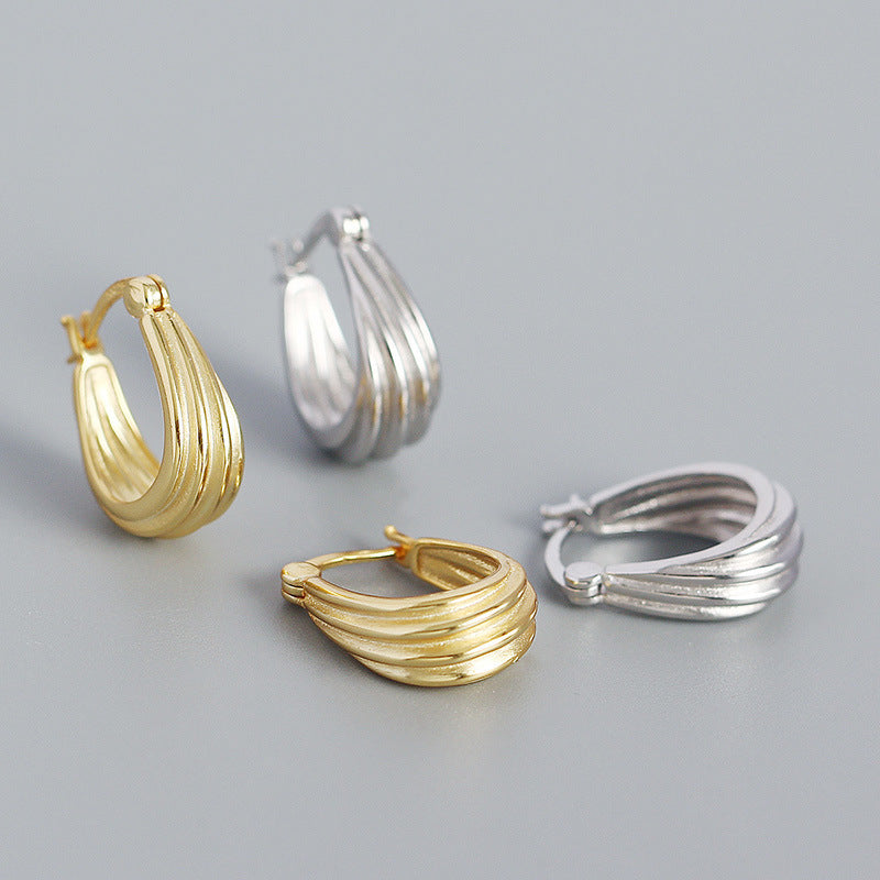 Fashion Spiral Geometry 925 Sterling Silver Hoop Earrings