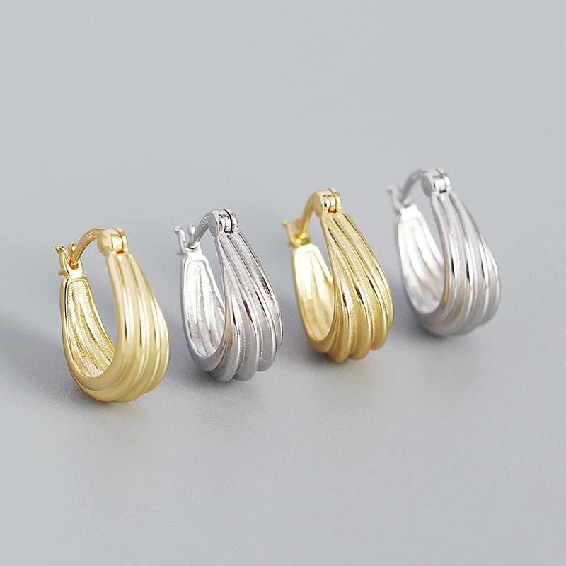 Fashion Spiral Geometry 925 Sterling Silver Hoop Earrings