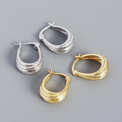 Fashion Spiral Geometry 925 Sterling Silver Hoop Earrings