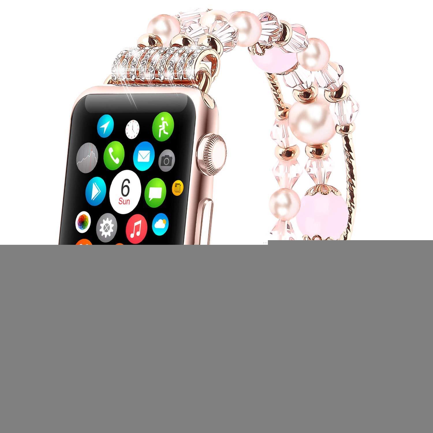 Jewelry Agate Watchband for iwatch Smartwatch Accessaries Pink_42-44MM