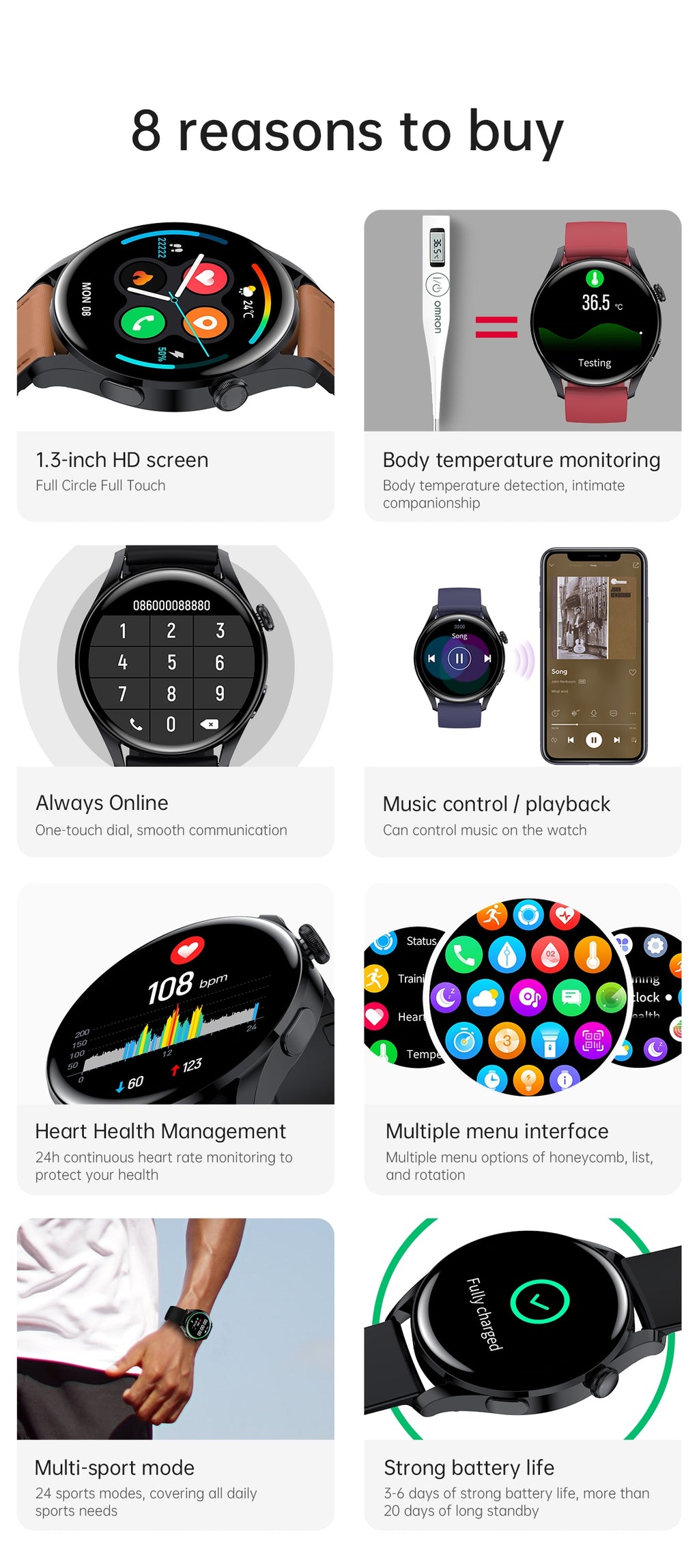 T33s Smart Watch Bluetooth Calling Heart Rate Blood Pressure Blood Oxygen Monitoring Smartwatch Black