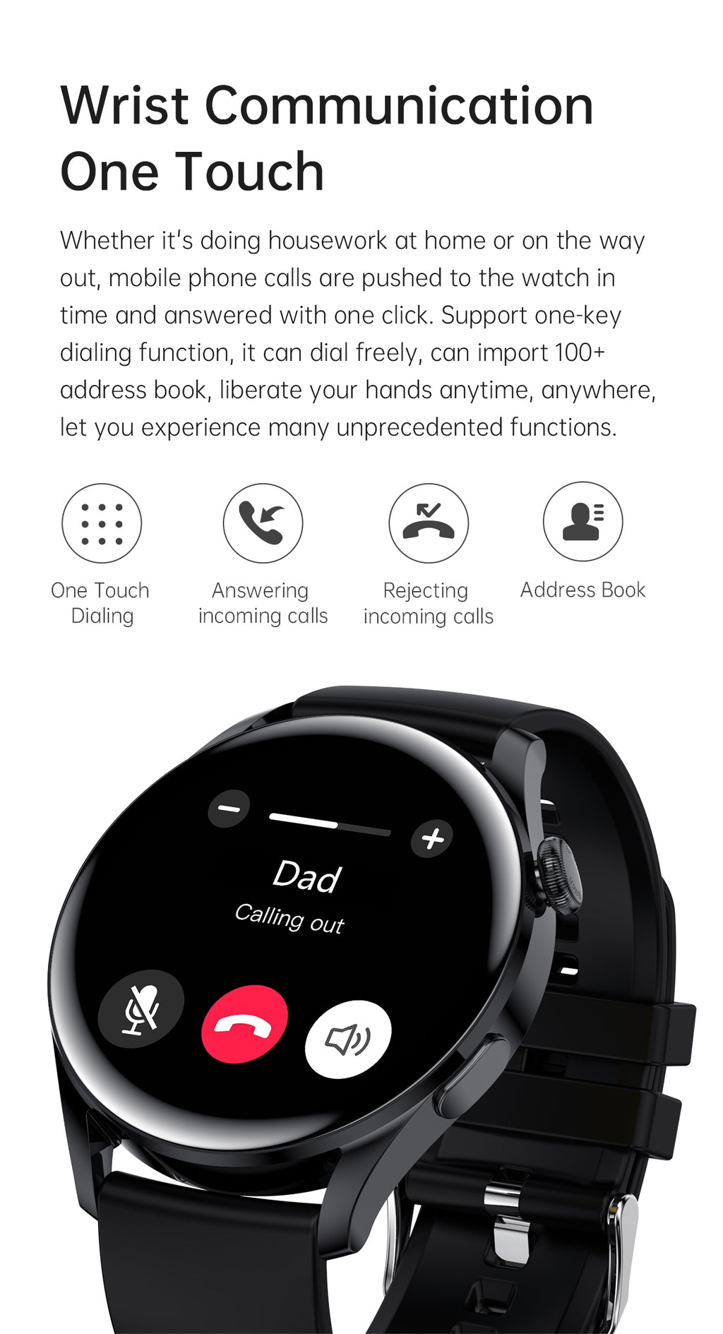 T33s Smart Watch Bluetooth Calling Heart Rate Blood Pressure Blood Oxygen Monitoring Smartwatch Black