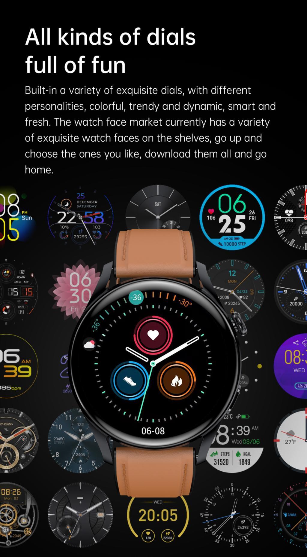 T33s Smart Watch Bluetooth Calling Heart Rate Blood Pressure Blood Oxygen Monitoring Smartwatch Black