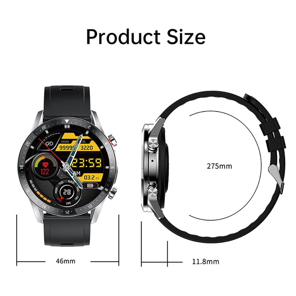 Men Smart Watch Bluetooth Music Call Phone Heart Rate Monitor Fitness Smartwatch for Huawei Android IOS Pk Gt2 Silver