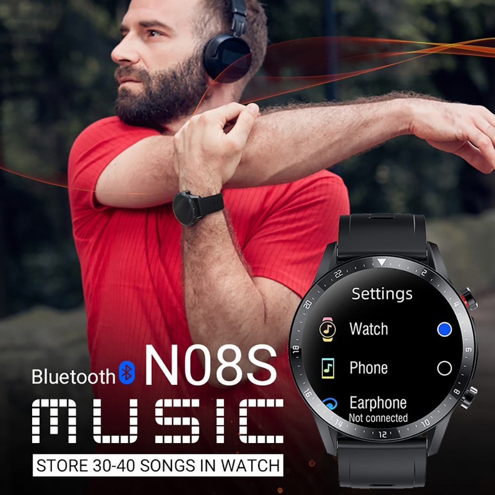 Men Smart Watch Bluetooth Music Call Phone Heart Rate Monitor Fitness Smartwatch for Huawei Android IOS Pk Gt2 Silver