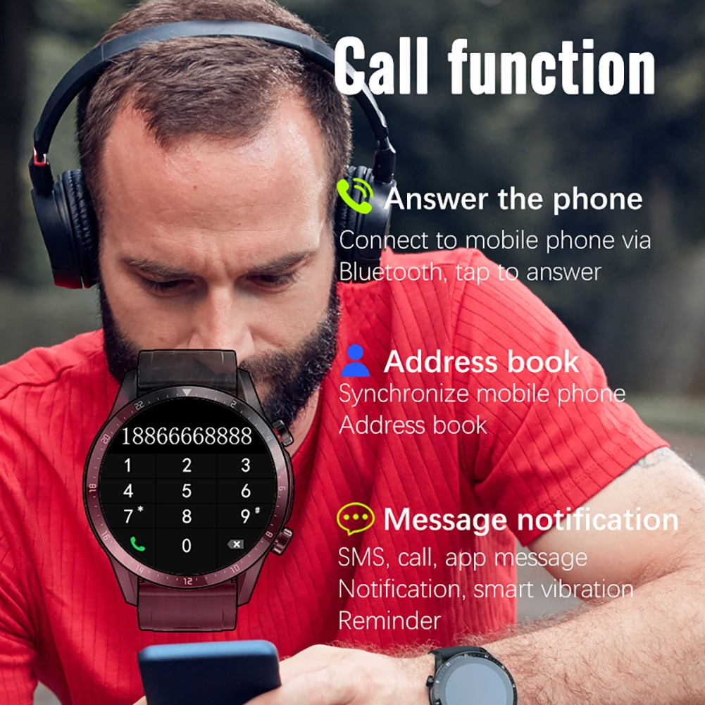 Men Smart Watch Bluetooth Music Call Phone Heart Rate Monitor Fitness Smartwatch for Huawei Android IOS Pk Gt2 Silver