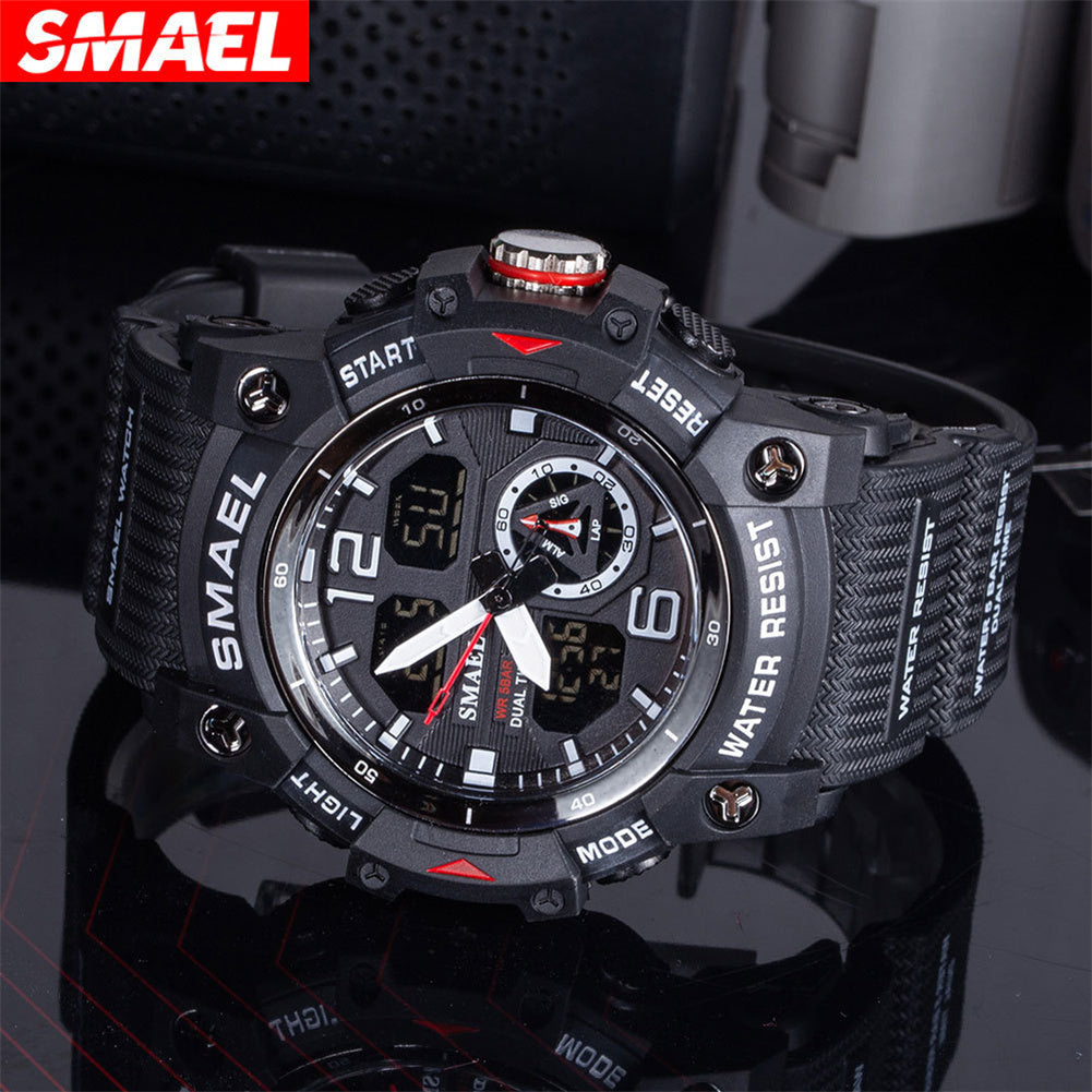 SMAEL Luxury Men Fashion Business Watch Led Digital Sports Quartz Wristwatch Casual Waterproof Watches Navy Blue