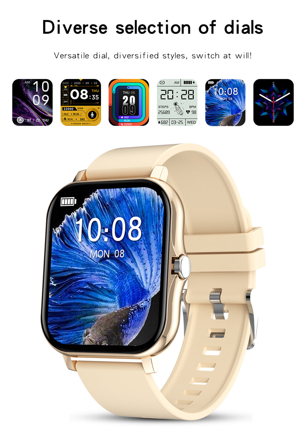 Gt20 Smart Watch 1.69 Inch Full Touch Bluetooth Call Music Watch Health Monitoring Bracelet Black Steel Strap
