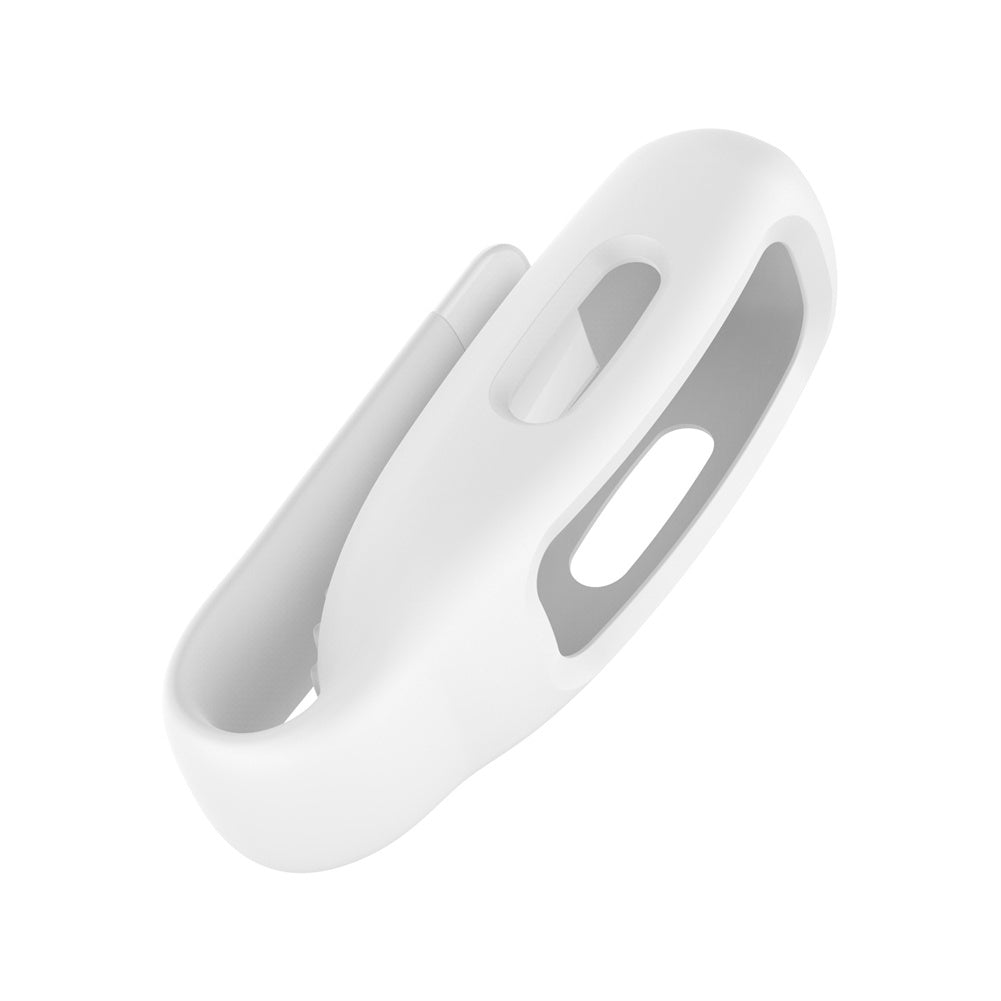 Silicone Protective Case Skin Clip Steel Clip Protector Holder Watch Cover Compatible For Fitbit Inspire3 White