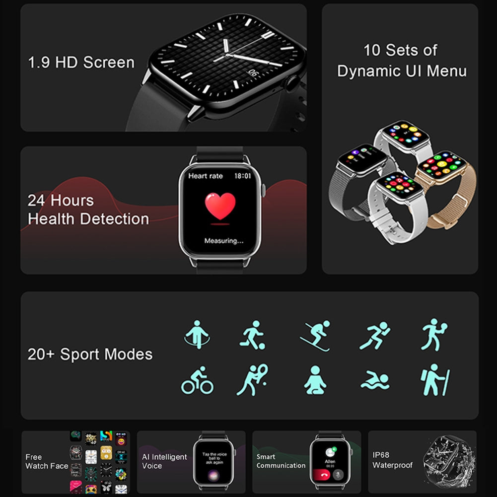 Hd11 Smart Watch Bluetooth Call Smart Ai Heart Rate Blood Pressure Monitoring Watch Silver Shell + Gray Silicone