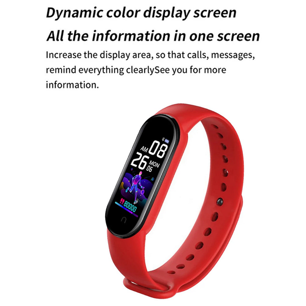 M5 Smart Watch Waterproof Heart Rate Blood Pressure Monitor Fitness Sports Smart Band Compatible For Ios Android blue