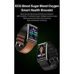 E600 Smart Watch Touch Screen Blood Sugar Ecg Blood Oxygen Monitoring Waterproof Sports Watch Blue Silicone