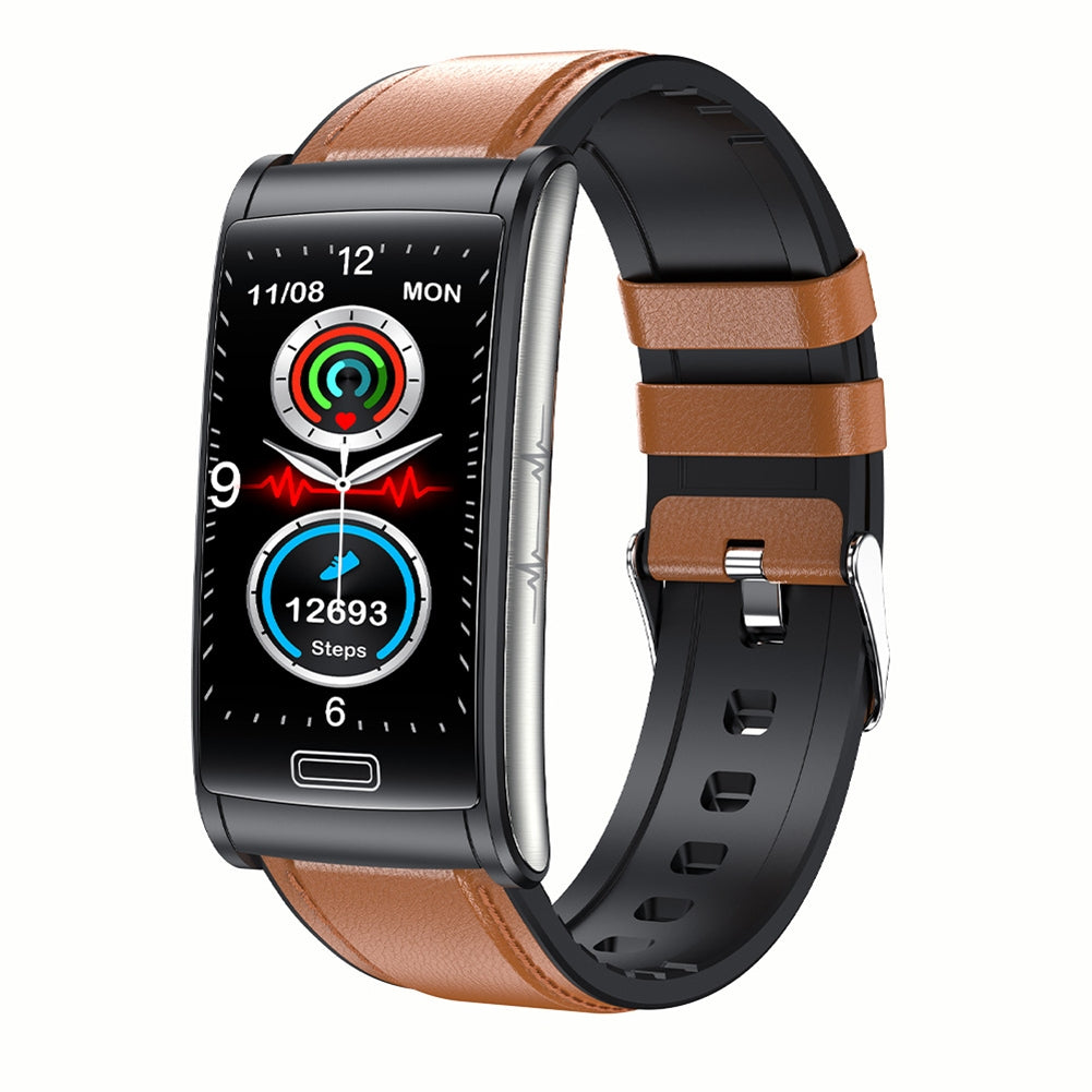 E600 Smart Watch Touch Screen Blood Sugar Ecg Blood Oxygen Monitoring Waterproof Sports Watch Blue Silicone