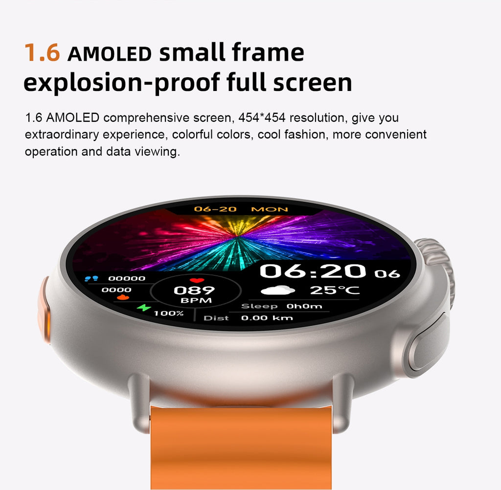 Smartwatch with a colorful display on a white background