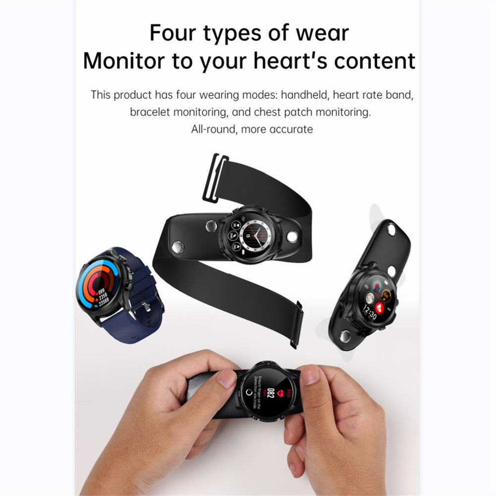 E400 Smart Watch Full Touch Screen Ecg Ppg Blood Oxygen Monitoring Ip68 Waterproof Smartwatch Black Belt w/ Bracket