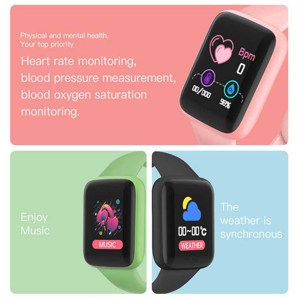 Y68 Pro Smart Watch For Men Women Bluetooth Heart Rate Monitor Fitness Sports Smartwatch (Macaron) black