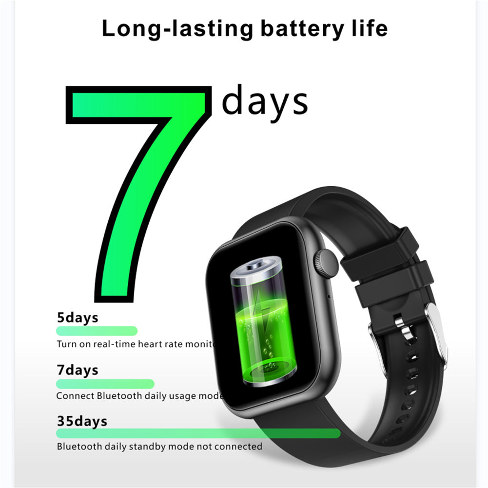 Smart Watch Monitoring Blood Pressure Body Temperature Heart Rate Health Detection Black