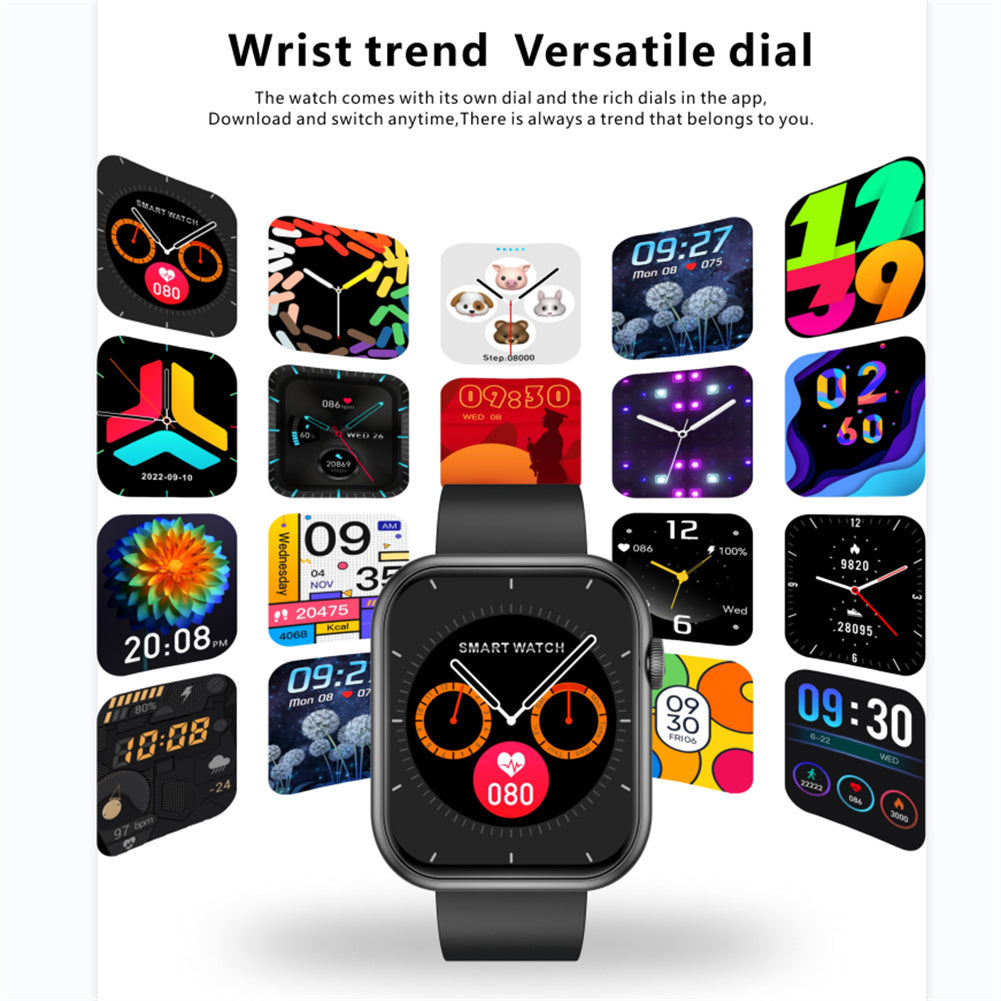 Smart Watch Monitoring Blood Pressure Body Temperature Heart Rate Health Detection Black