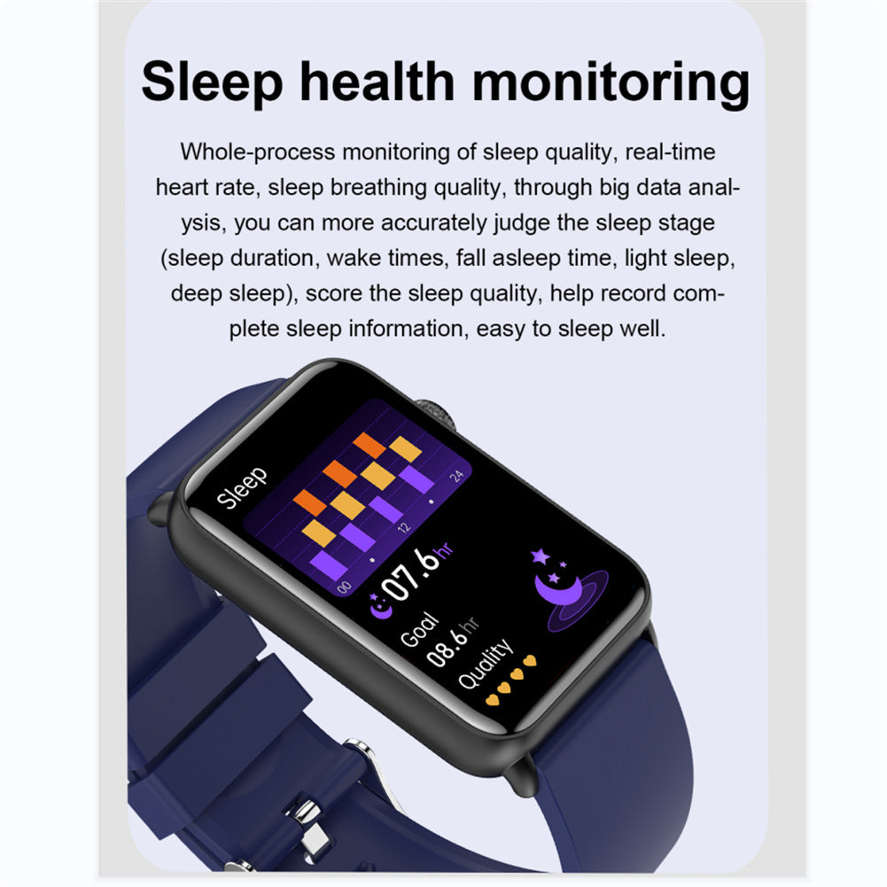 ET620 1.57 inch Smart Watch Waterproof Full Touch Fitness Smart Watch Heart Rate Blood Oxygen Monitor Message Reminder Fitness Tracker For Men Women black belt