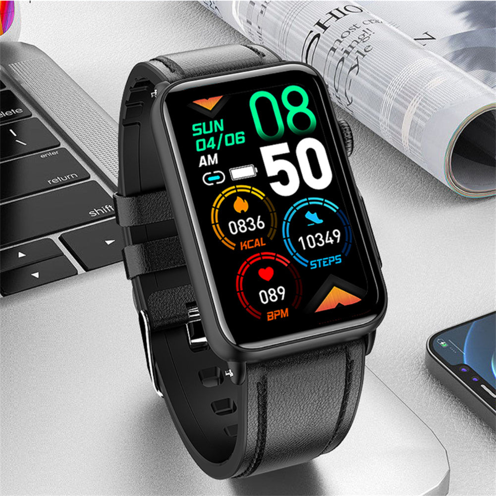 ET620 1.57 inch Smart Watch Waterproof Full Touch Fitness Smart Watch Heart Rate Blood Oxygen Monitor Message Reminder Fitness Tracker For Men Women black belt