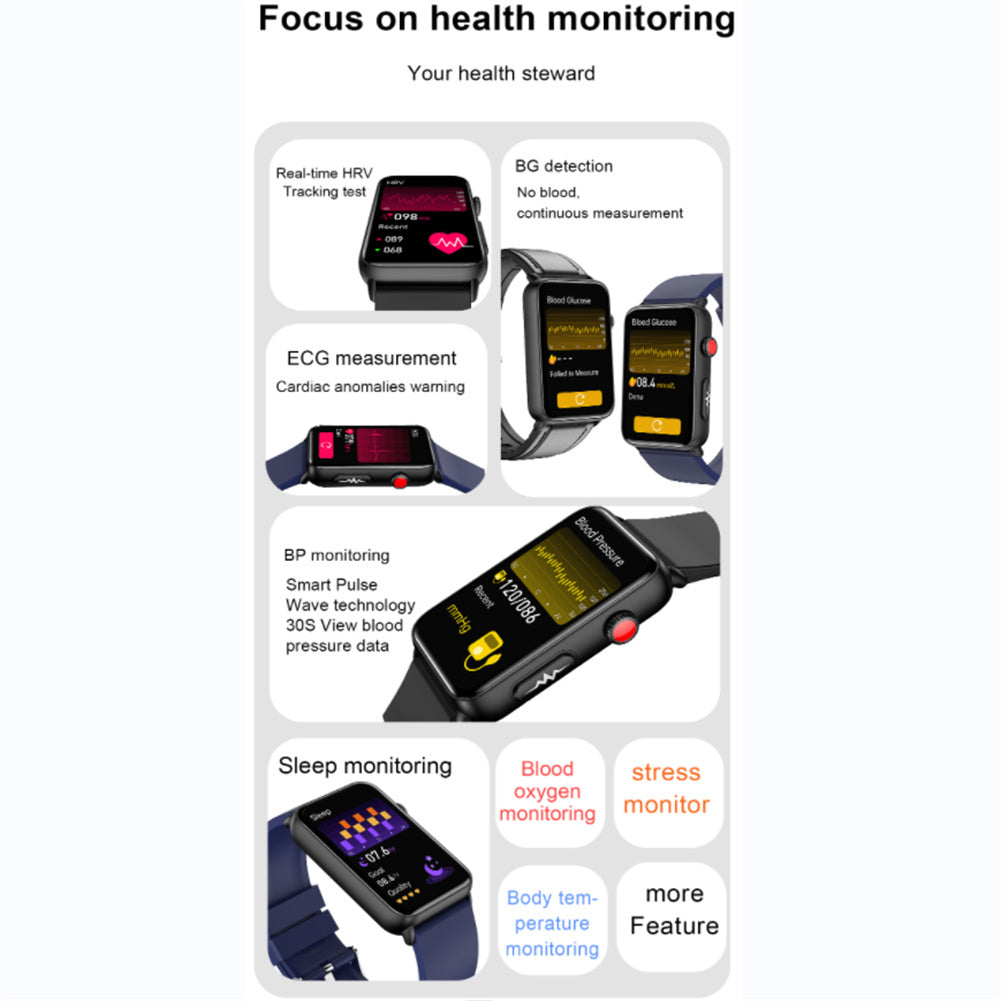 ET620 1.57 inch Smart Watch Waterproof Full Touch Fitness Smart Watch Heart Rate Blood Oxygen Monitor Message Reminder Fitness Tracker For Men Women black belt
