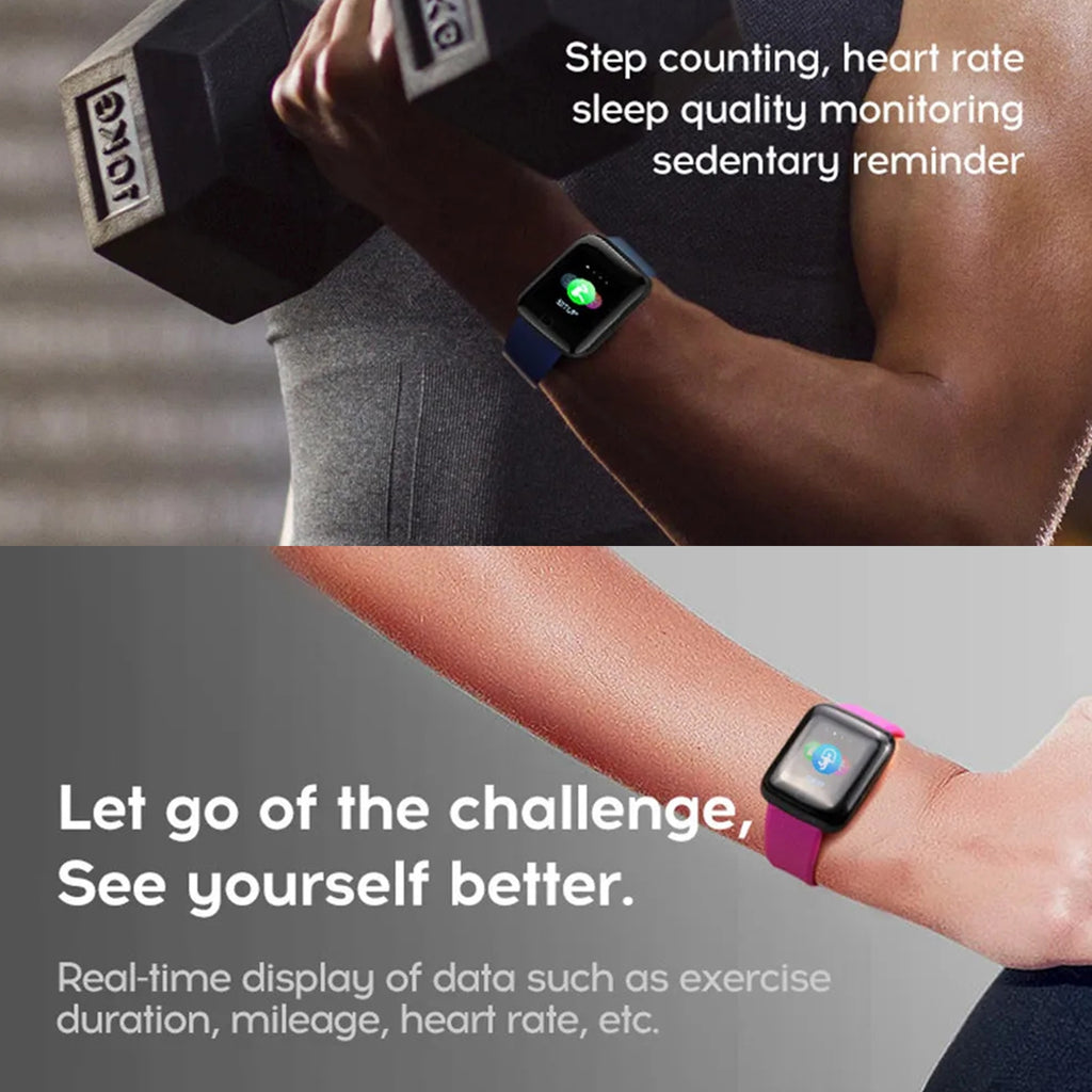 116Plus Smart Watch 1.44 Inch Touch Screen Fitness Smart Watch Heart Rate Monitor Sports Watch For Men Women blue