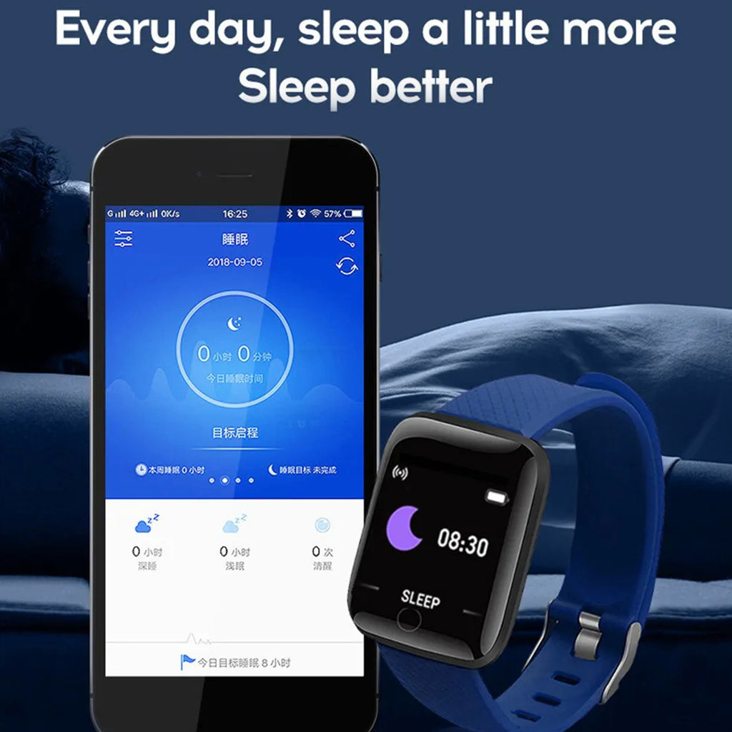 116Plus Smart Watch 1.44 Inch Touch Screen Fitness Smart Watch Heart Rate Monitor Sports Watch For Men Women blue