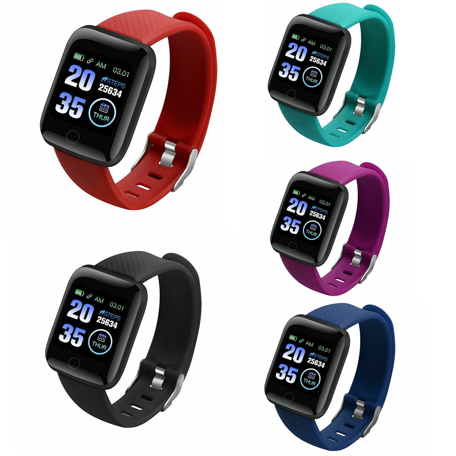 116Plus Smart Watch 1.44 Inch Touch Screen Fitness Smart Watch Heart Rate Monitor Sports Watch For Men Women blue