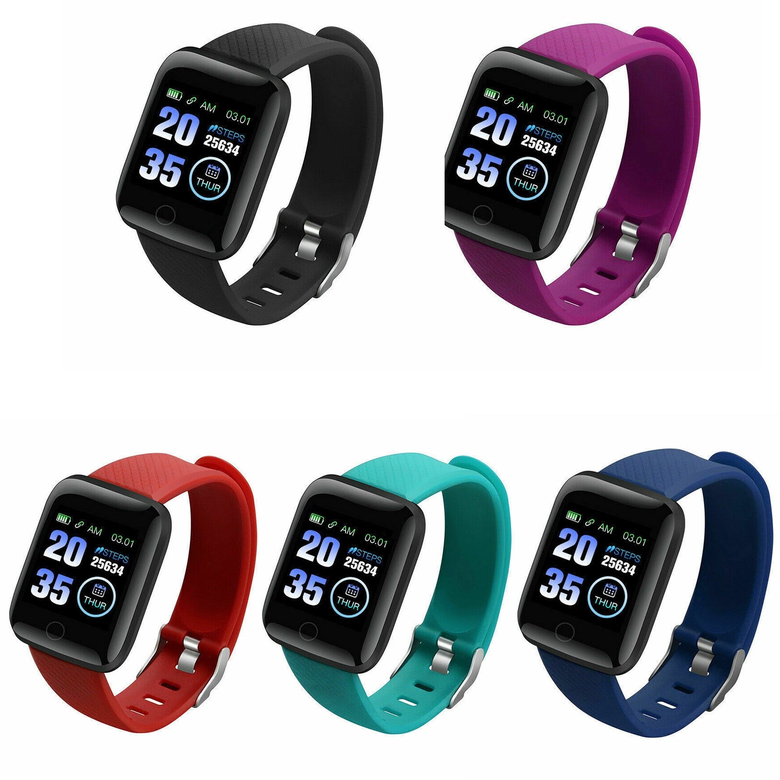 116Plus Smart Watch 1.44 Inch Touch Screen Fitness Smart Watch Heart Rate Monitor Sports Watch For Men Women blue