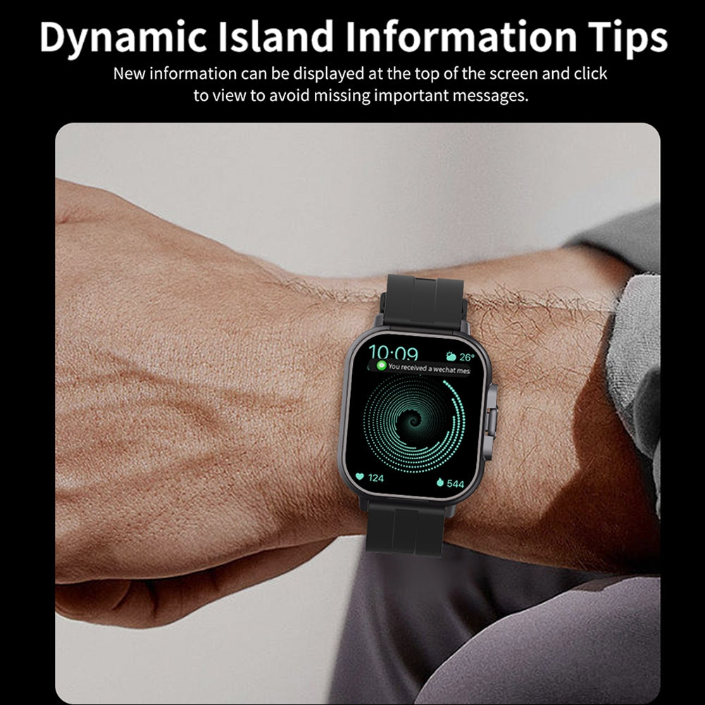 D8 Smart Watch with Earbuds Fitness Tracker Sports Recorder Heart Rate Blood Pressure Blood Oxygen Monitor Black Tape