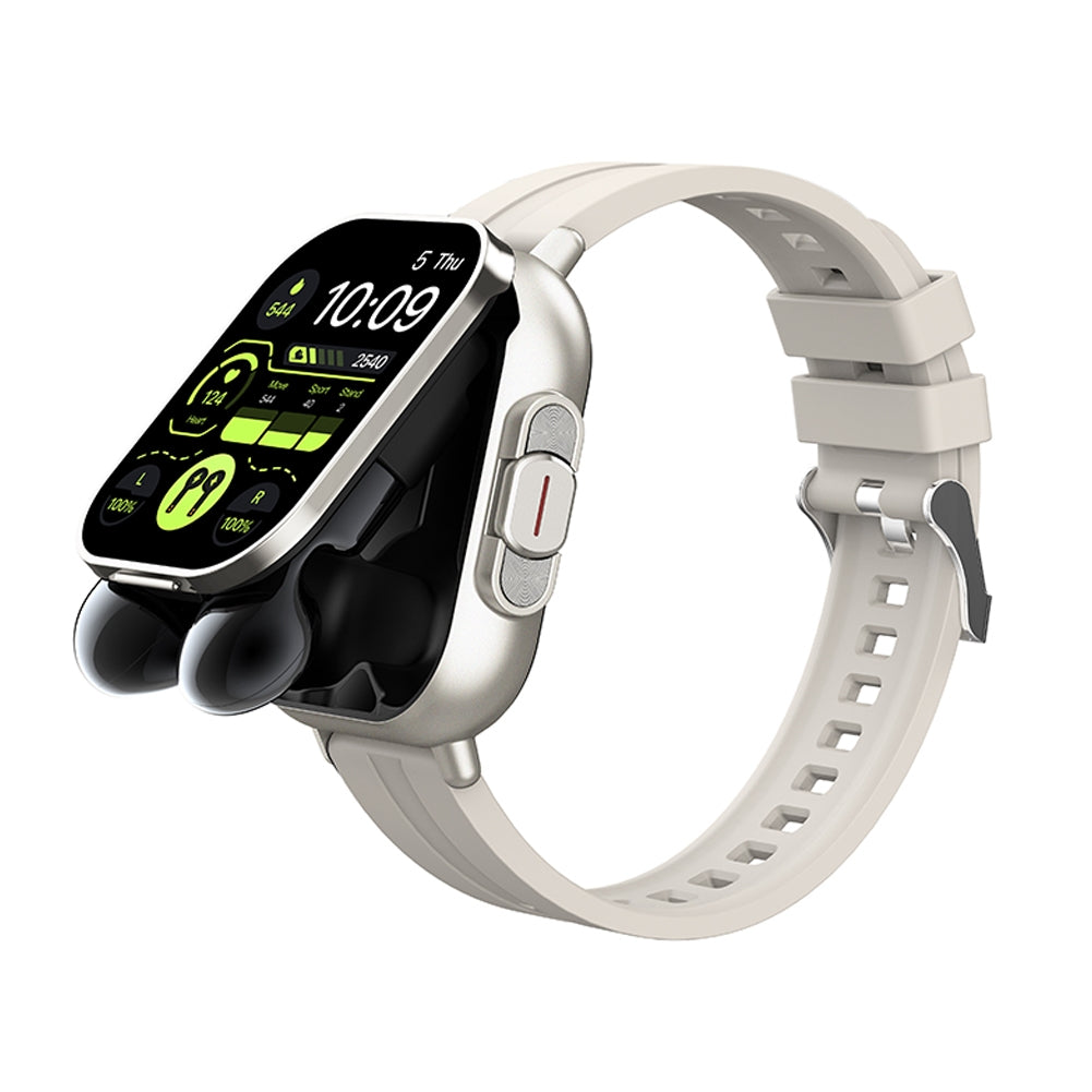 D8 Smart Watch with Earbuds Fitness Tracker Sports Recorder Heart Rate Blood Pressure Blood Oxygen Monitor Black Tape