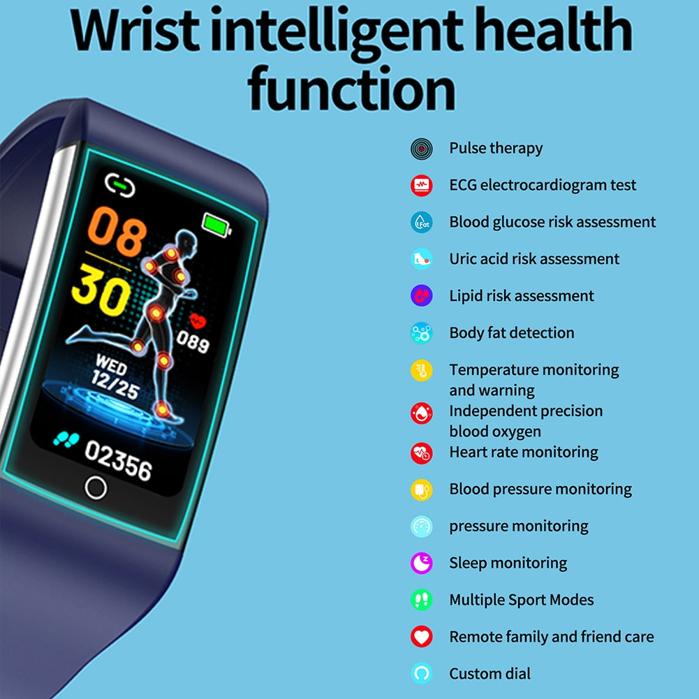 TK76 Smart Watch Sleep ECG Body Fat Heart Rate Temperature Detection 1.47 inch Touch Screen Fitness Watch Purple